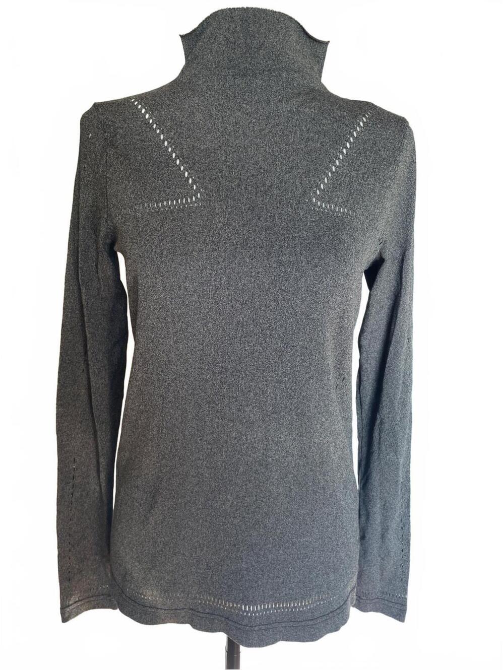 Puma S Gray Mock Neck Performance Top Long Sleeve Futuristic Athleisure Techwear